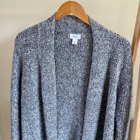 Longline Waffle Knit Oversized Cardigan in Marled Charcoal - XS - Picture 2 of 4